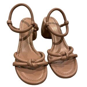 Gianvito Rossi Cassis Beige leather sandals open toe Round block heel Size 38.5